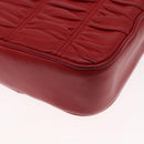 PRADA Chain Nappa Goful Shoulder Bag Leather Red Silver Auth 157786-15