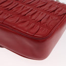 PRADA Chain Nappa Goful Shoulder Bag Leather Red Silver Auth 157786-16