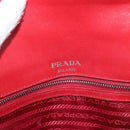 PRADA Chain Nappa Goful Shoulder Bag Leather Red Silver Auth 157786-19
