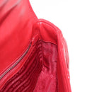 PRADA Chain Nappa Goful Shoulder Bag Leather Red Silver Auth 157786-20
