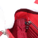 PRADA Chain Nappa Goful Shoulder Bag Leather Red Silver Auth 157786-21