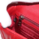 PRADA Chain Nappa Goful Shoulder Bag Leather Red Silver Auth 157786-22