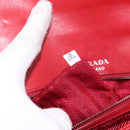PRADA Chain Nappa Goful Shoulder Bag Leather Red Silver Auth 157786-11