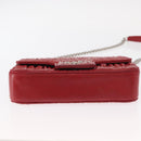 PRADA Chain Nappa Goful Shoulder Bag Leather Red Silver Auth 157786-5