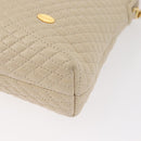 BALLY Chain Shoulder Bag Leather Beige Gold Auth 157787-11