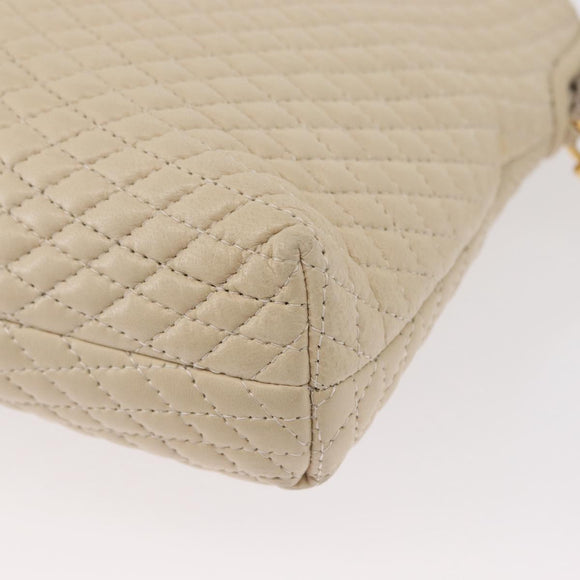 BALLY Chain Shoulder Bag Leather Beige Gold Auth 157787