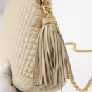 BALLY Chain Shoulder Bag Leather Beige Gold Auth 157787-14