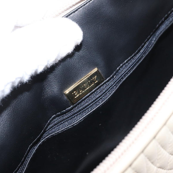 BALLY Chain Shoulder Bag Leather Beige Gold Auth 157787