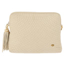 BALLY Chain Shoulder Bag Leather Beige Gold Auth 157787-2
