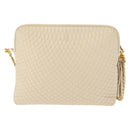 BALLY Chain Shoulder Bag Leather Beige Gold Auth 157787-3