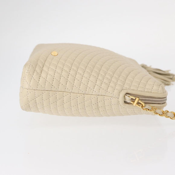BALLY Chain Shoulder Bag Leather Beige Gold Auth 157787