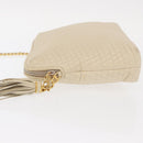 BALLY Chain Shoulder Bag Leather Beige Gold Auth 157787-5