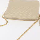 BALLY Chain Shoulder Bag Leather Beige Gold Auth 157787-6