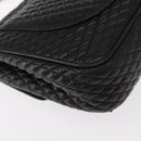 BALLY Chain Shoulder Bag Leather Black Gold Auth 157788-12