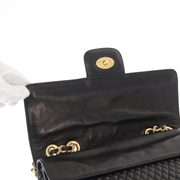 BALLY Chain Shoulder Bag Leather Black Gold Auth 157788