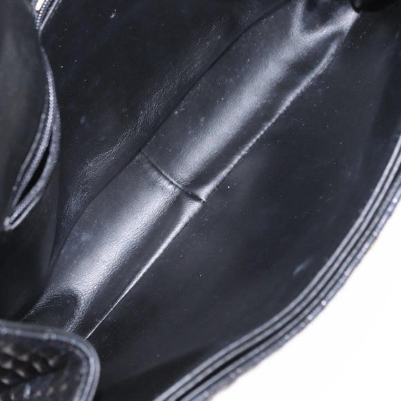 BALLY Chain Shoulder Bag Leather Black Gold Auth 157788