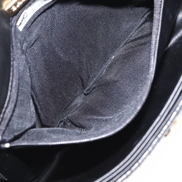 BALLY Chain Shoulder Bag Leather Black Gold Auth 157788