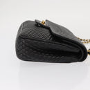 BALLY Chain Shoulder Bag Leather Black Gold Auth 157788-4