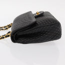 BALLY Chain Shoulder Bag Leather Black Gold Auth 157788-5