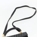 BOTTEGA VENETA INTRECCIATO Hand Bag Leather 2way Black Gold Auth 157789-14