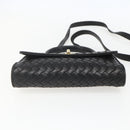 BOTTEGA VENETA INTRECCIATO Hand Bag Leather 2way Black Gold Auth 157789-5