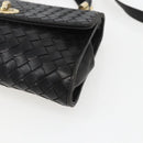 BOTTEGA VENETA INTRECCIATO Hand Bag Leather 2way Black Gold Auth 157789-15