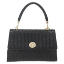 BOTTEGA VENETA INTRECCIATO Hand Bag Leather 2way Black Gold Auth 157789-13