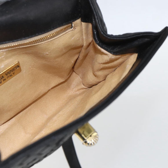 BOTTEGA VENETA INTRECCIATO Hand Bag Leather 2way Black Gold Auth 157789