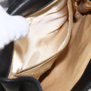 BOTTEGA VENETA INTRECCIATO Hand Bag Leather 2way Black Gold Auth 157789-12