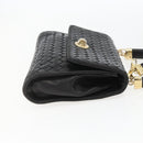 BOTTEGA VENETA INTRECCIATO Hand Bag Leather 2way Black Gold Auth 157789-4