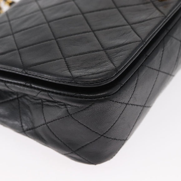 CHANEL Chain Matelasse 23 Shoulder Bag Lamb Skin Black Gold CC Auth 157790