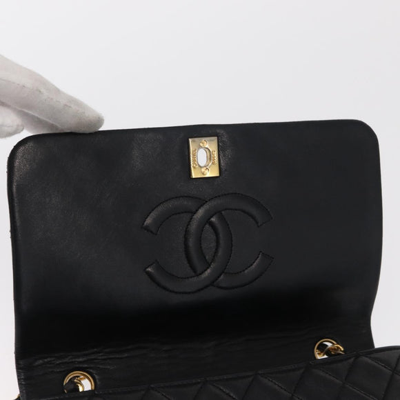 CHANEL Chain Matelasse 23 Shoulder Bag Lamb Skin Black Gold CC Auth 157790