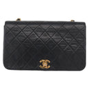CHANEL Chain Matelasse 23 Shoulder Bag Lamb Skin Black Gold CC Auth 157790-13