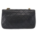 CHANEL Chain Matelasse 23 Shoulder Bag Lamb Skin Black Gold CC Auth 157790-2