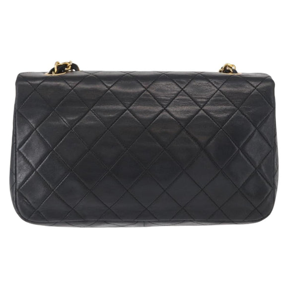 CHANEL Chain Matelasse 23 Shoulder Bag Lamb Skin Black Gold CC Auth 157790