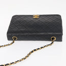 CHANEL Chain Matelasse 23 Shoulder Bag Lamb Skin Black Gold CC Auth 157790-6