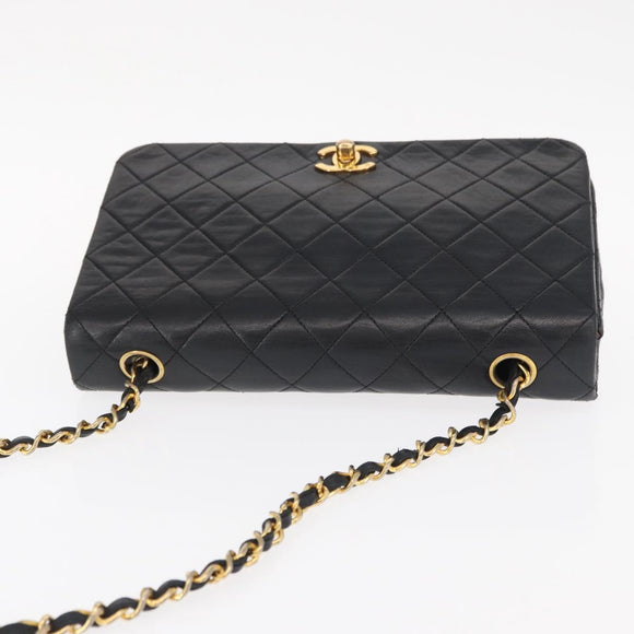 CHANEL Chain Matelasse 23 Shoulder Bag Lamb Skin Black Gold CC Auth 157790