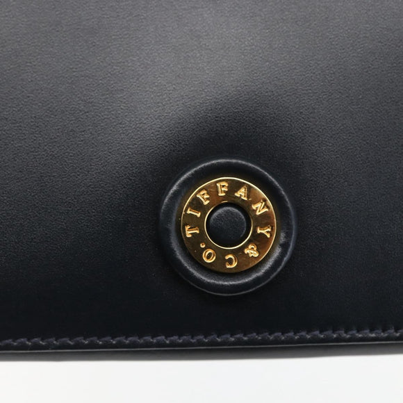 TIFFANY&Co. Hand Bag Leather Black Gold Auth 157792V
