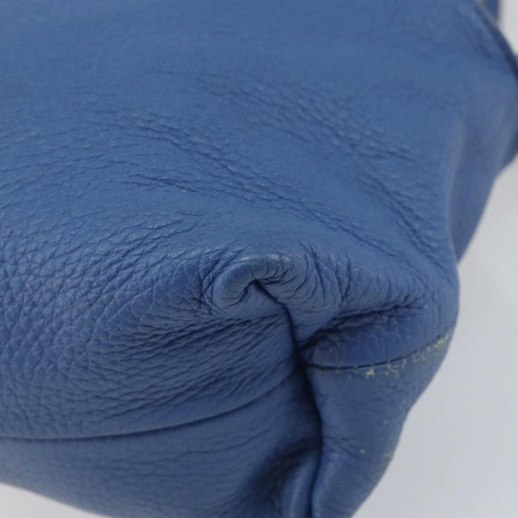 BURBERRY Shoulder Bag Leather Blue Gold Auth 157793