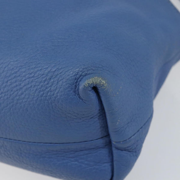 BURBERRY Shoulder Bag Leather Blue Gold Auth 157793