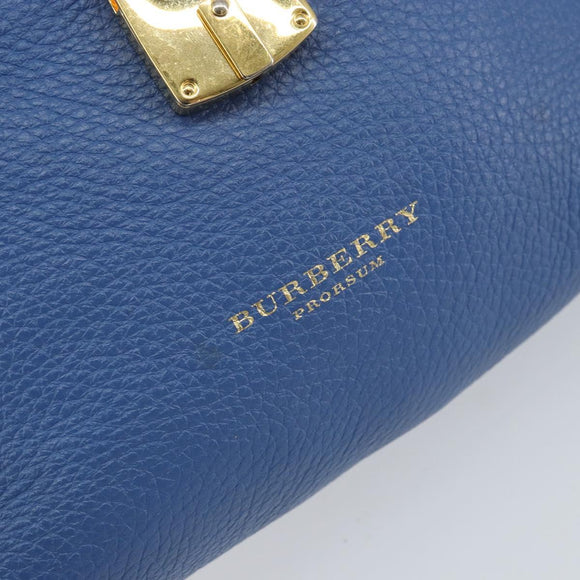 BURBERRY Shoulder Bag Leather Blue Gold Auth 157793