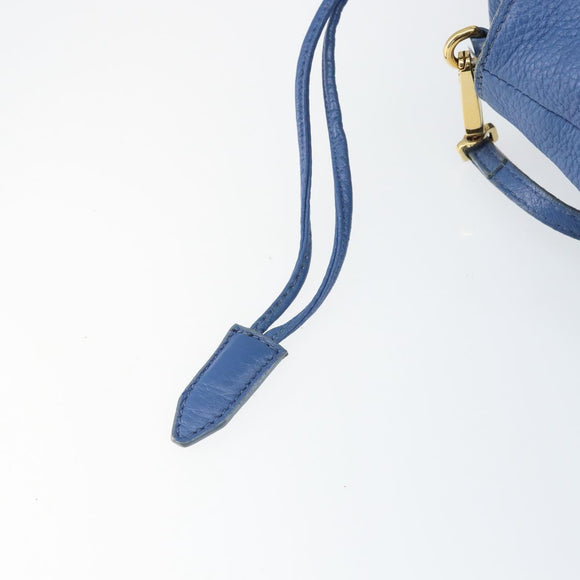 BURBERRY Shoulder Bag Leather Blue Gold Auth 157793