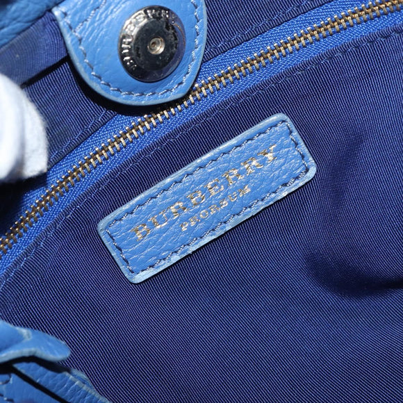 BURBERRY Shoulder Bag Leather Blue Gold Auth 157793