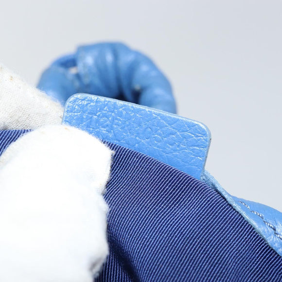 BURBERRY Shoulder Bag Leather Blue Gold Auth 157793