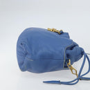 BURBERRY Shoulder Bag Leather Blue Gold Auth 157793-3