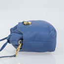BURBERRY Shoulder Bag Leather Blue Gold Auth 157793-4