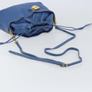 BURBERRY Shoulder Bag Leather Blue Gold Auth 157793-7
