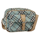 BURBERRY Nova Check Blue Label Shoulder Bag Nylon Blue Silver Auth 157794-1