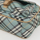 BURBERRY Nova Check Blue Label Shoulder Bag Nylon Blue Silver Auth 157794-9