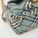 BURBERRY Nova Check Blue Label Shoulder Bag Nylon Blue Silver Auth 157794-14